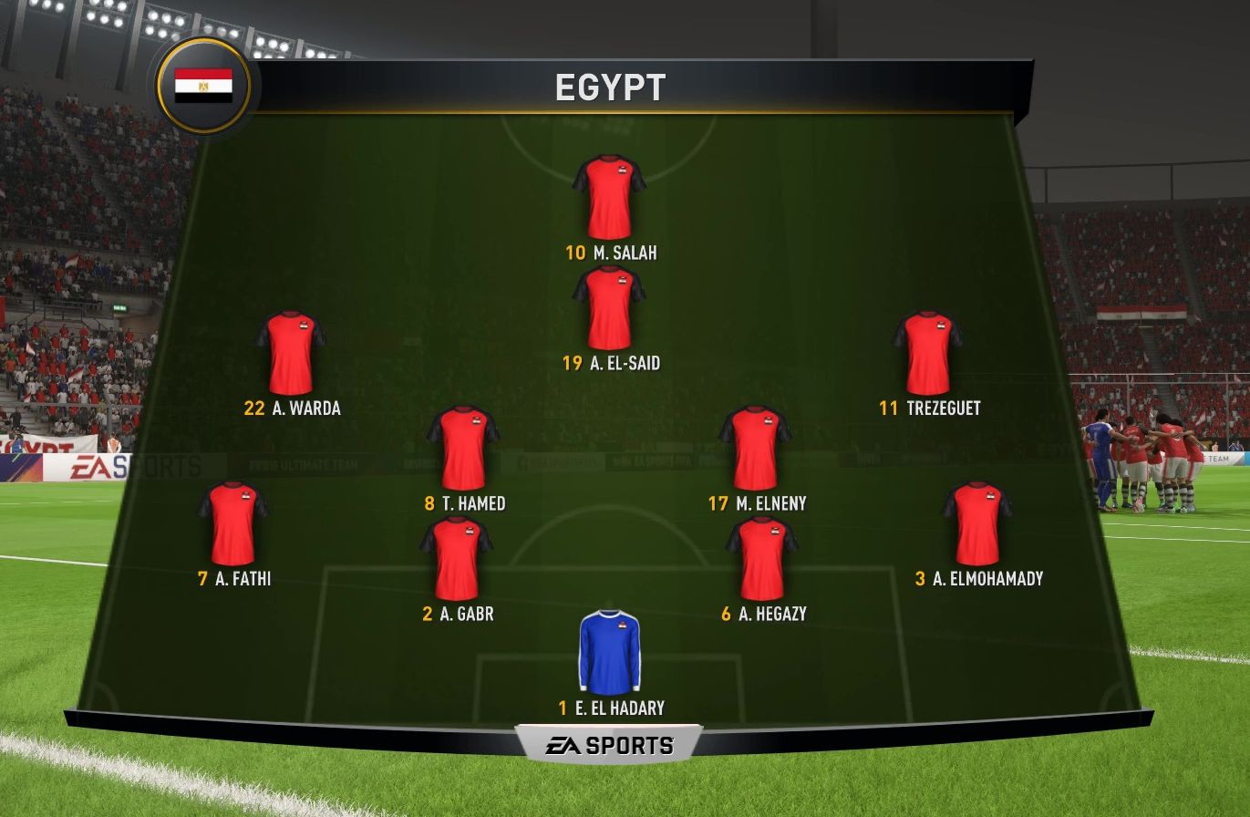 Скрин расстановки команды сборной Египта