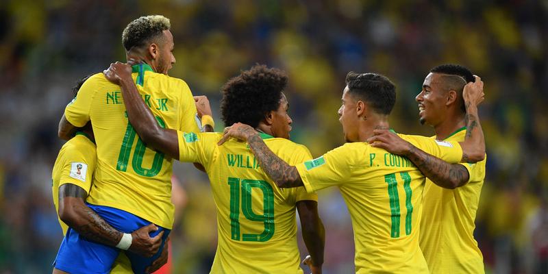 Сборная Бразилии в матче с Сербией на ЧМ-2018